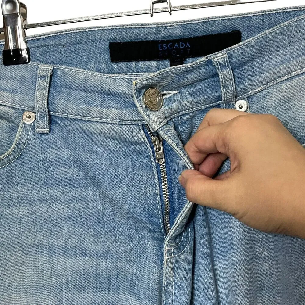 ESCADA Sport Tina Cropped Skinny Jeans Women’s 8 Blue Cotton Denim Euro 38
